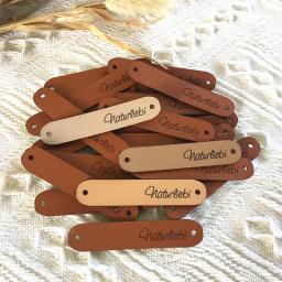 Etiquetas artesanais com rebites, 30 peças, logotipo personalizado, couro, roupas, costura, crochê, etiqueta de vestuário, acessórios diy - Image 3