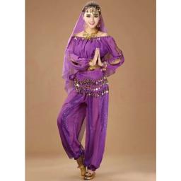 Manga comprida Terno de Dança do Ventre, Roupa Performance, Roupa de Dança Indiana, Novo - Image 2