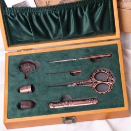 Kits De Costura De Madeira Vintage Estilo Europeu Conjunto de Tesouras De Bordados Antigos Ferramentas De Costura Retro, Suprimentos De Artesanato DIY - Image 2
