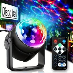 Led palco luz de discoteca rotativa dj bola estroboscópica controle remoto som carro dança mágica rgb presente natal festa clube laser mostrar lâmpada - Image 1