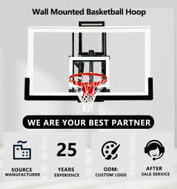 Basquete ajustável Hoop Stands, cesta com encosto, montagem na parede exterior, 72 pol, 60 pol - Image 6