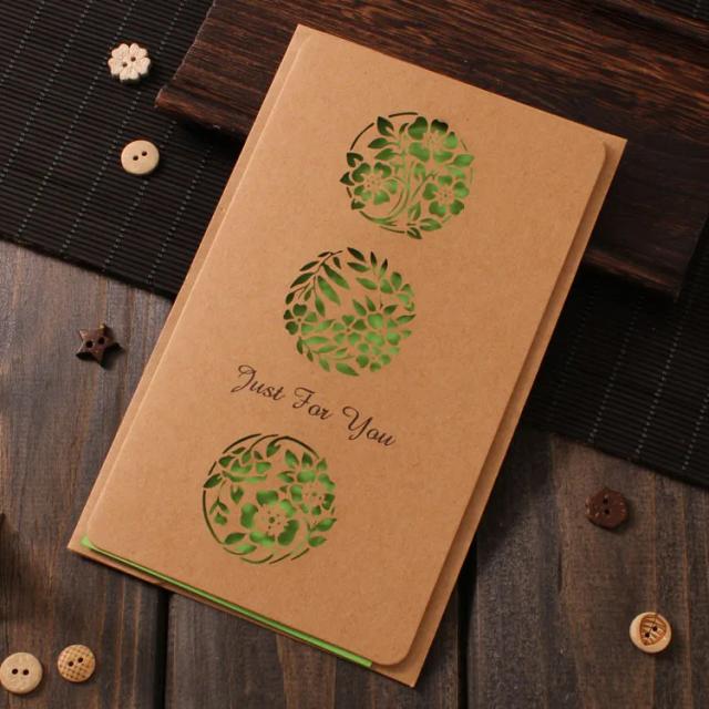 Cartões de agradecimento em papel kraft com envelope para festas, negócios e eventos especiais como Natal e Ano Novo