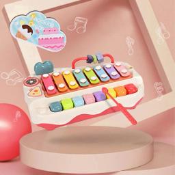 Brinquedo xilofone para educação infantil, coordenação mão-olho, instrumento musical para educação infantil, brinquedo musical infantil, sons do bebê, 2 em 1 - Image 5