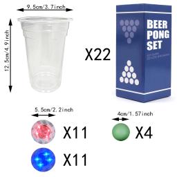 O Conjunto de Cerveja Pong Escuro, Conjunto de Copo Festa, LED, Brilham nas Bolas Escuras, 16 oz,22 Conjunto - Image 2