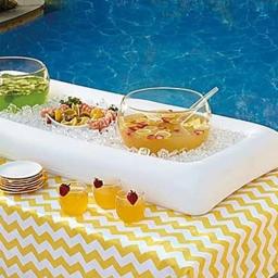 Mesa inflável de esportes aquáticos Piscina Bar de cerveja Linha flutuante de ar Comida de praia de verão Bandeja de bebida Balde de festa Porta-copos - Image 2