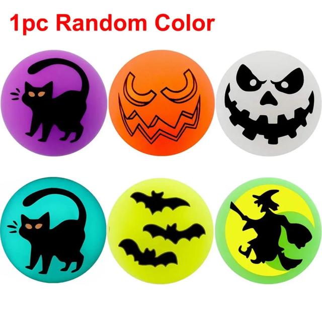 Bola Saltitante de Halloween para Crianças - Brilha no Escuro, Ideal para Decoração de Festas e Presentes em Atacado