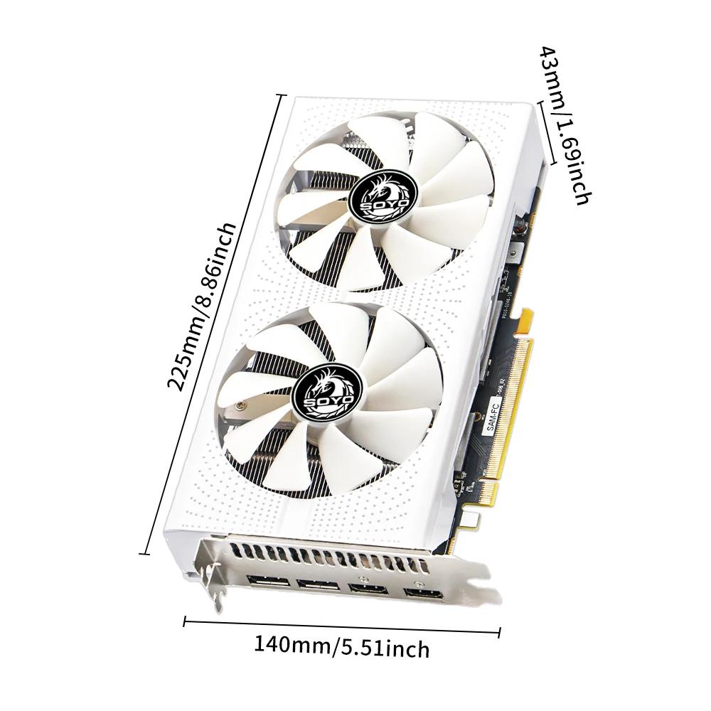 Placas Gráficas SOYO Radeon RX580 8GB GDDR5 Memória Cartão de Vídeo para Jogos PCIE3.0x16 GPU Componentes de Computador Desktop AMD 256bit - Image 1