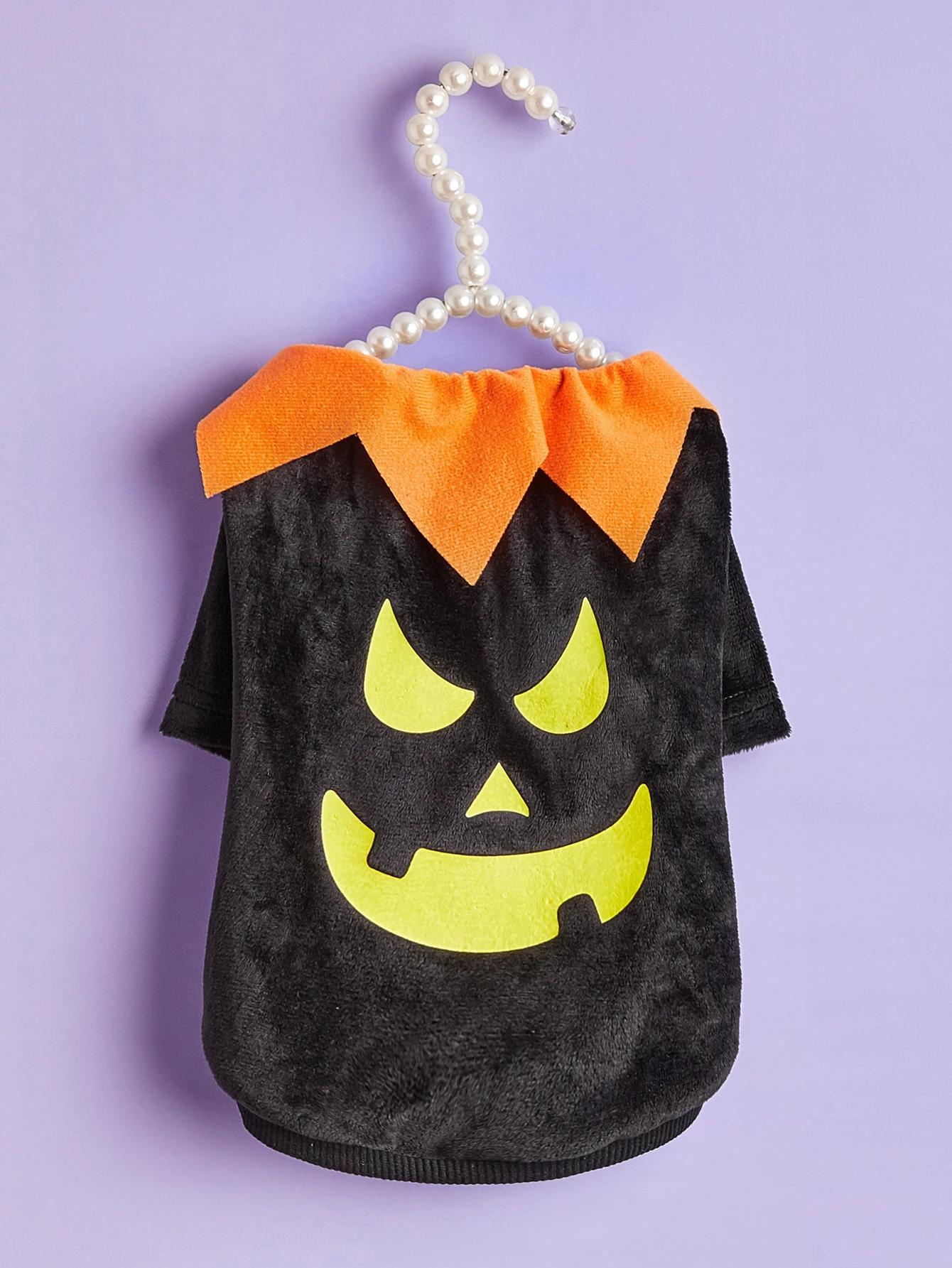 Halloween Pumpkin Plush Costume para Animais de Estimação, Cão, Gato, Cosplay, Roupas, Roupas, Hoodie Fleece, Suéter, Casaco, Fantasias para Cães, Cachorro - Image 1