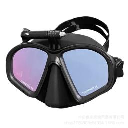Profissional máscara de mergulho subaquático óculos de mergulho adequado para gopro pequena câmera de esportes all-seco revestimento óculos de mergulho - Image 1