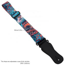 Correia ajustável da guitarra impressão, estilo nacional, flores padrão, acústico, folk, baixo elétrico, 3 cores opcionais - Image 2