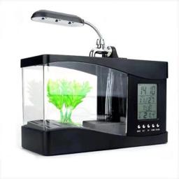 Multifuncional tanque de peixes mesa filtro iluminação três-em-um tanque de peixes de combate aquário acessório lcd temporizador lâmpada de relógio - Image 3