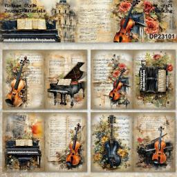 Pacote de Cartões Artesanais Panalisa, Estilo Vintage, Música Scrapbooking, Papel Modelado, Peso Leve, 8 Folhas, Tamanho A5 - Image 3