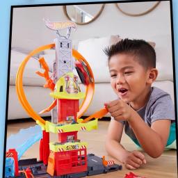 Em estoque roda quente cidade super estação de bombeiros hkx41 montanha inclinação desafio corrida reta campeonato pista competição brinquedo presente - Image 3