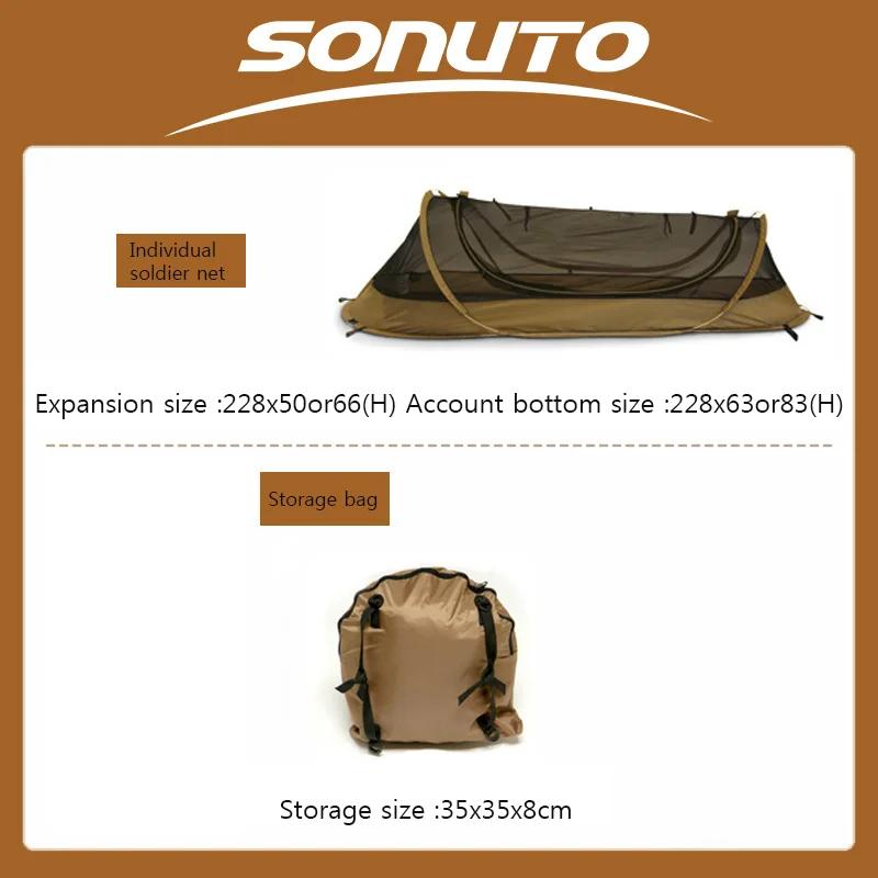 Sonuto-Barraca de acampamento para única pessoa, nylon leve, abrigo tático com mosquiteiro, anti-mosquito, campo impermeável - Image 1