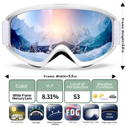 MAXJULI Óculos de esqui, neve, esportes de inverno OTG Óculos de snowboard para homens, mulheres e jovens 100% proteção para snowmobile esqui patinação M7 - Image 5