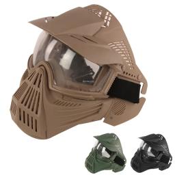 Máscara facial completa airsoft caça cs wargame máscaras protetoras ao ar livre tiro paintball máscara respirável acessórios com óculos - Image 1