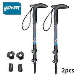 Pioneer 2 pçs pólos de trekking caminhada bengala nordic cana fibra carbono esqui acampamento bastão telescópico caminhadas ao ar livre xdl010 - Image 1