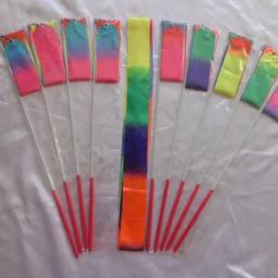 Fita colorida gradiente para crianças, fita de ginástica feminina, seda, dança, treinamento esportivo, brinquedos de presente, vara de 29cm, 2m - Image 6