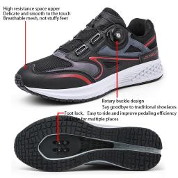 LiXingMing-Sapatos masculinos de ciclismo, pretos, rasos, bicicleta de estrada, corrida, velocidade de travamento automático, tênis de bicicleta, calçados esportivos - Image 2