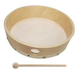 Tambor de mão com baqueta para crianças, instrumento musical educacional precoce, brinquedos de percussão para bebê, 8in, 10in - Image 2