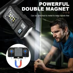 Lanterna multifuncional COB com ângulo ajustável, tocha LED portátil, chaveiro luz, camping magnético, lâmpada de advertência, ao ar livre, novo - Image 2