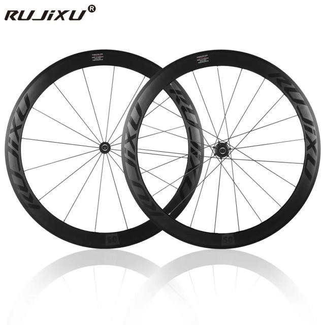 RUJIXU RJX-V1 Roda de Bicicleta de Estrada Ultraleve 700C Freio V Fibra de Carbono e Liga de Alumínio