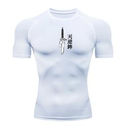 Camisas de compressão atléticas masculinas impressas atlético secagem rápida respirável rash guard atlético apertado treino topos verão - Image 3