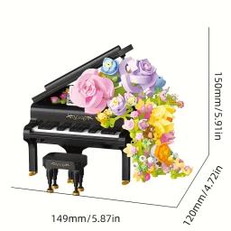 Mini Piano Violino Blocos de Construção, Instrumento Musical, Flor Preservada, Cachoeira, Tijolos Modelo DIY, Brinquedos Infantis, Presentes de Férias - Image 5