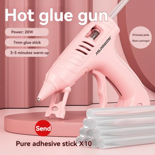 Pistola de Cola Quente 20W para DIY, Mini Ferramenta Elétrica de Reparo com Bastões de 7mm para Uso Doméstico e Industrial