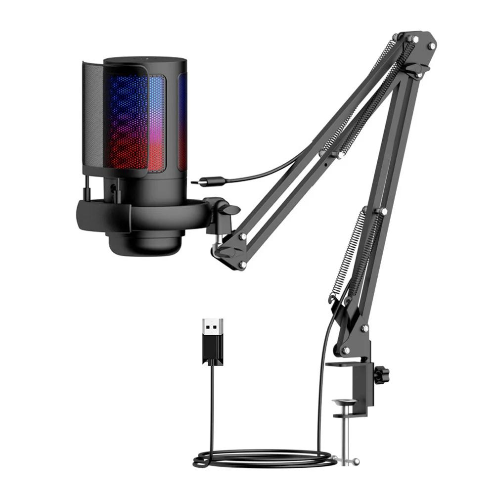 Professional USB Streaming Podcast PC Microfone, Estúdio Condensador Cardióide, Mic Kit com Boom, Braço Ajustável para Gravação, Twitch - Image 1