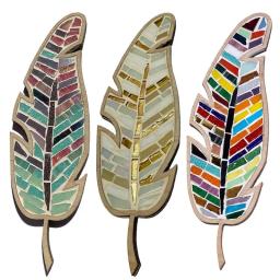 Kit de mosaico de vidro manchado para crianças, artesanato criativo, pena brilhante, DIY artes e ofícios, artesanato artesanal - Image 1