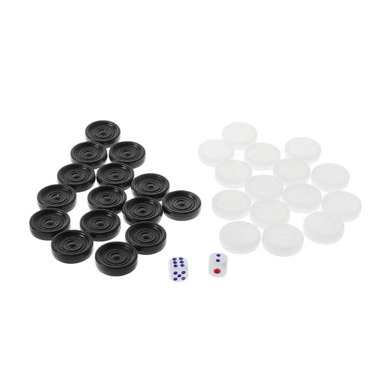 32 Pçs/set 33mm Plástico Preto Branco Gamão Damas Damas Empilháveis - Image 1