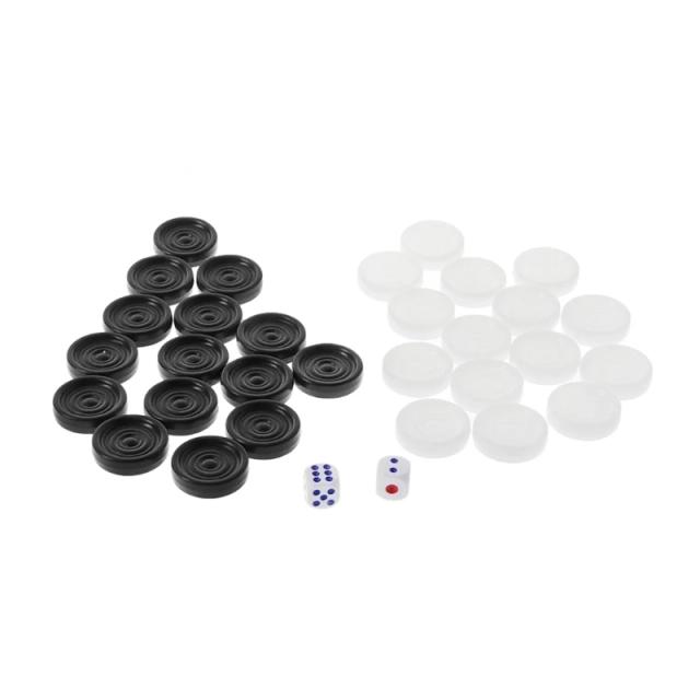 32 Peças de Damas Empilháveis em Plástico Preto e Branco 33mm