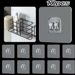 Ganchos autoadesivos transparentes, suporte de suspensão, gancho de prateleira para cozinha, banheiro, rack de armazenamento de parede, adesivos de fixação, 10 peças - Image 1