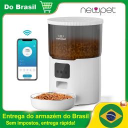 Alimentador Automático para Gatos Newpet Controle remoto do dispensador de ração para gatos WiFi inteligente Alimentador automático para acessórios de comida seca para cães e gatos - Image 1
