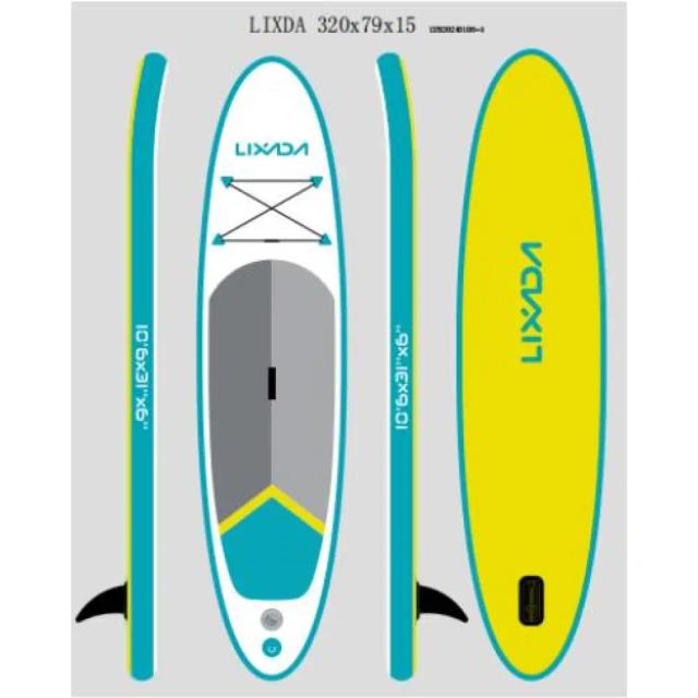 Placa de Remo Inflável Stand Up Paddleboard para Adultos com Bomba Ajustável e Surf Set 6" - 2024