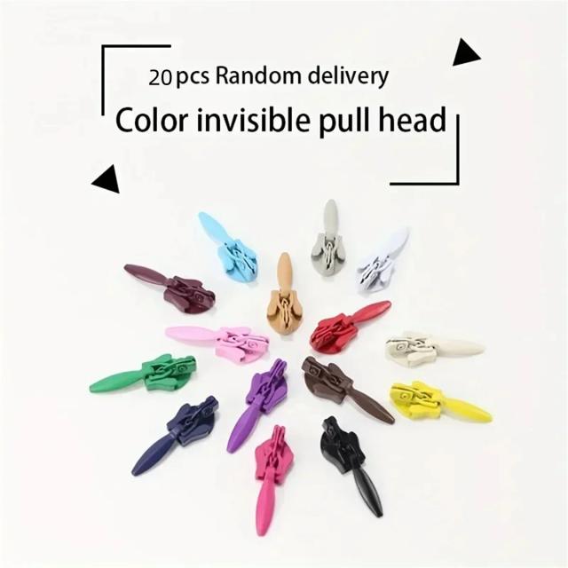 Zíperes de Nylon Sortidos com Slider Invisível para Reparação de Roupas - 20 Peças 3# com Entrega Aleatória
