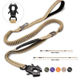 Choque reflexivo absorvendo pet trelas com cinto de segurança de carro para cães grandes, Heavy Duty, trela tática do cão Bungee, sem tração - Image 1