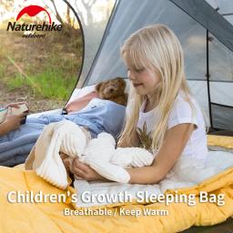 Naturehike saco de dormir infantil ultraleve, saco de dormir de algodão emendável com estilo mamãe com chapéu para acampamento ao ar livre 12 ℃ ~ 8 ℃ - Image 5
