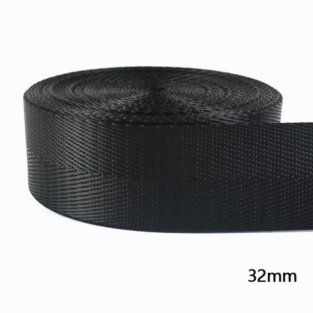 Fita decorativa de náilon preto de 5 metros para DIY, mochilas e cintos - 20-50mm de largura, ideal para costura e acessórios