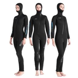 Terno de mergulho em neoprene de corpo inteiro para homens e mulheres, maiô com capuz, pesca submarina, surf wetsuit, roupas de mergulho com kitesurf, 5mm - Image 1