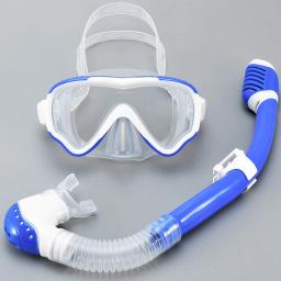 Crianças máscara de mergulho snorkel conjunto óculos de natação vidro temperado vista panorâmica anti-vazamento treinamento seco topo juventude meninos meninas - Image 3