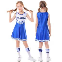 Traje de torcida JXHJHBW para crianças, uniformes escolares, Cheerleader Outfits, Halloween Cosplay Dress with Socks Suit - Image 4