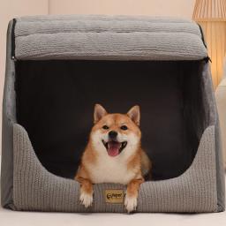 Canil quente para cão grande, totalmente removível e lavável, ninho semi-fechado, suprimentos para animais de estimação, acessórios Golden Retriever, inverno - Image 3