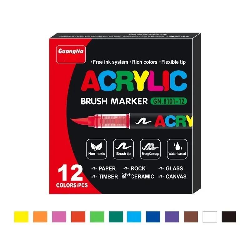 Marcadores de Tinta Acrílica para Pintura Rupestre, Canetas Ponta Pincel, Madeira, Lona, Pedra, Presente de Natal, Artesanato DIY, 12-120Colors - Image 1