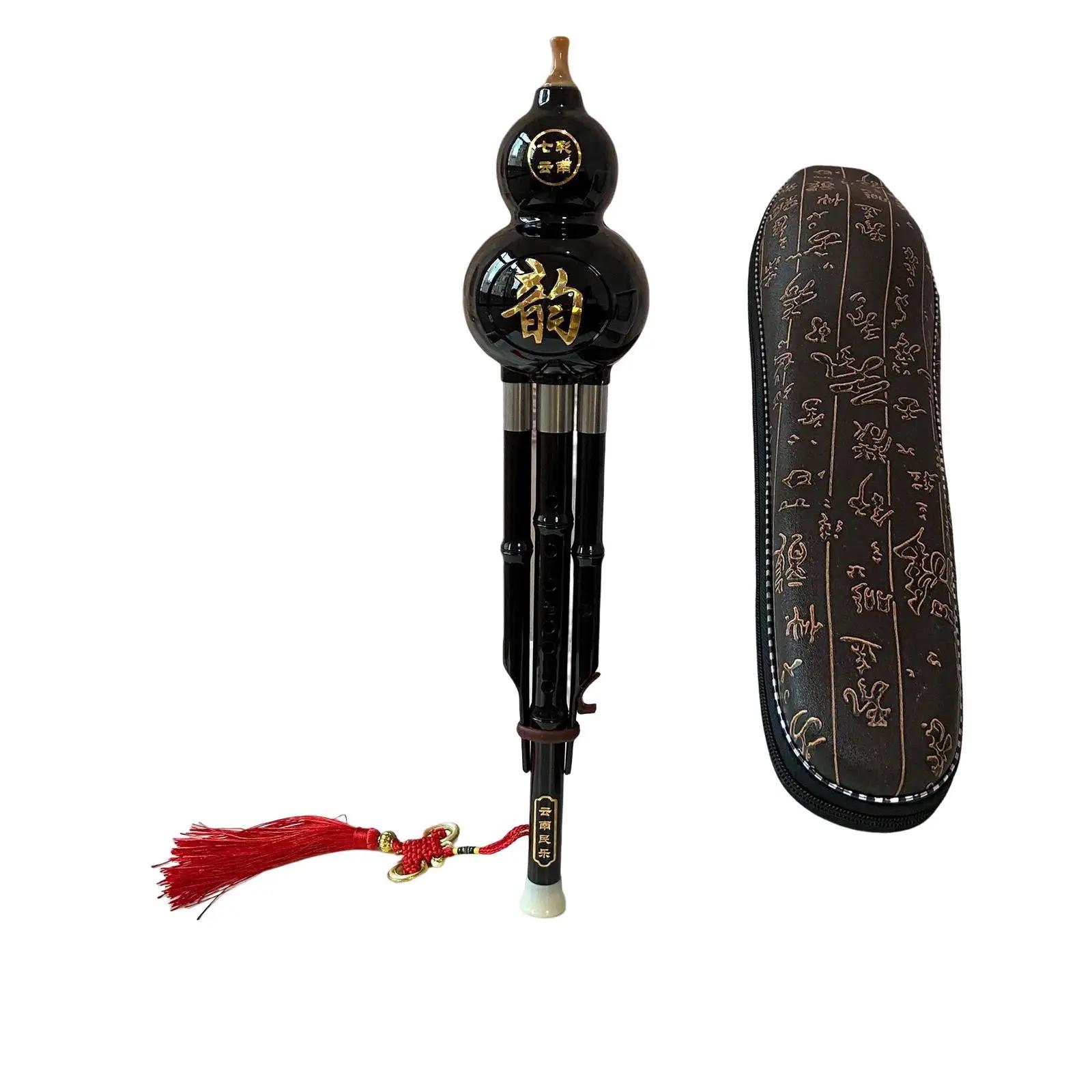 Hulusi-Flauta Chinesa com Bolsa De Armazenamento, Instrumento Musical Étnico Artesanal, Instrumento de Sopro, Bambu para Iniciantes e Estudantes, Presente - Image 1