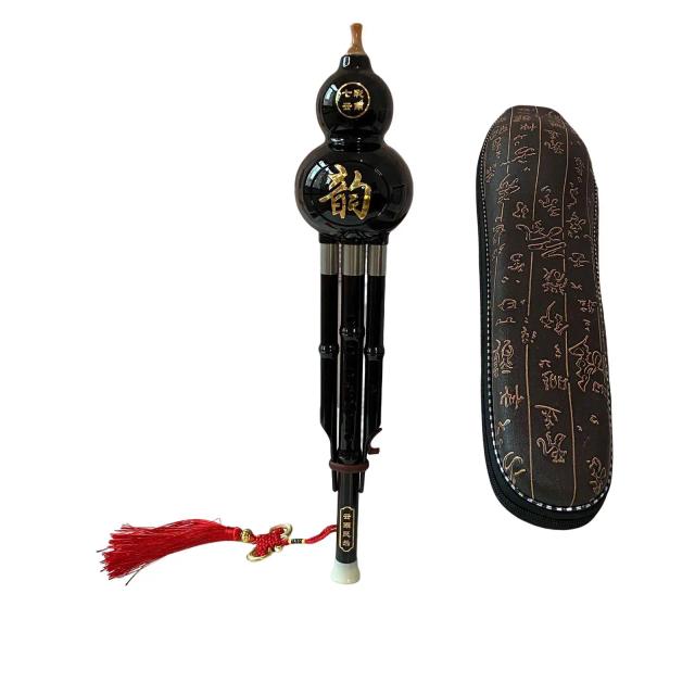 Hulusi Flauta Chinesa Artesanal com Bolsa de Armazenamento - Instrumento Étnico de Sopro em Bambu para Iniciantes e Estudantes, Ideal como Presente