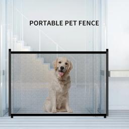 Engenhoso malha Folding Pet Dog Gate, Gabinete de segurança, Cerca para interior e exterior, Pet fornecimentos - Image 1