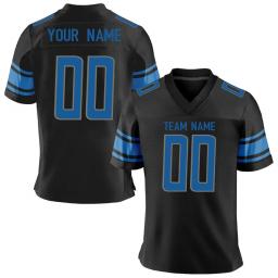 Camisa de futebol americano personalizada, nome da equipe impressa, uniforme de treinamento, azul, cinza, presente para fãs, adultos e crianças - Image 3