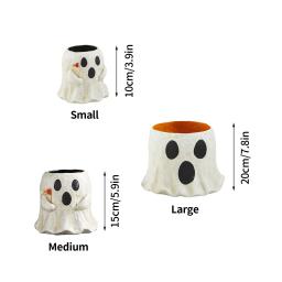 Cute Ghost Design Flower Pot, Suculento Pot, Dia das Bruxas, plantador, estatueta, ornamentos, decoração para pátio, varanda - Image 6